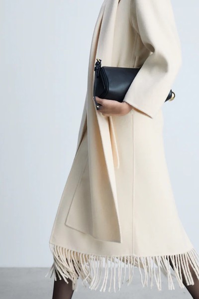 Fringe Wool-Blend Coat from Mango