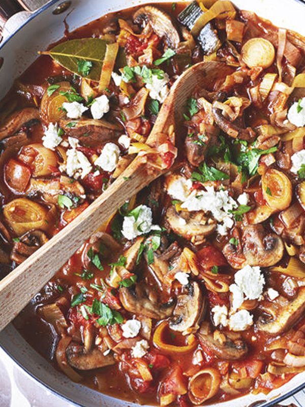 Greek-Style Braised Mushroom & Leeks