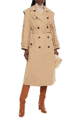 Belted Pleated Cotton Blend Twill Trench Coat from Zimmermann