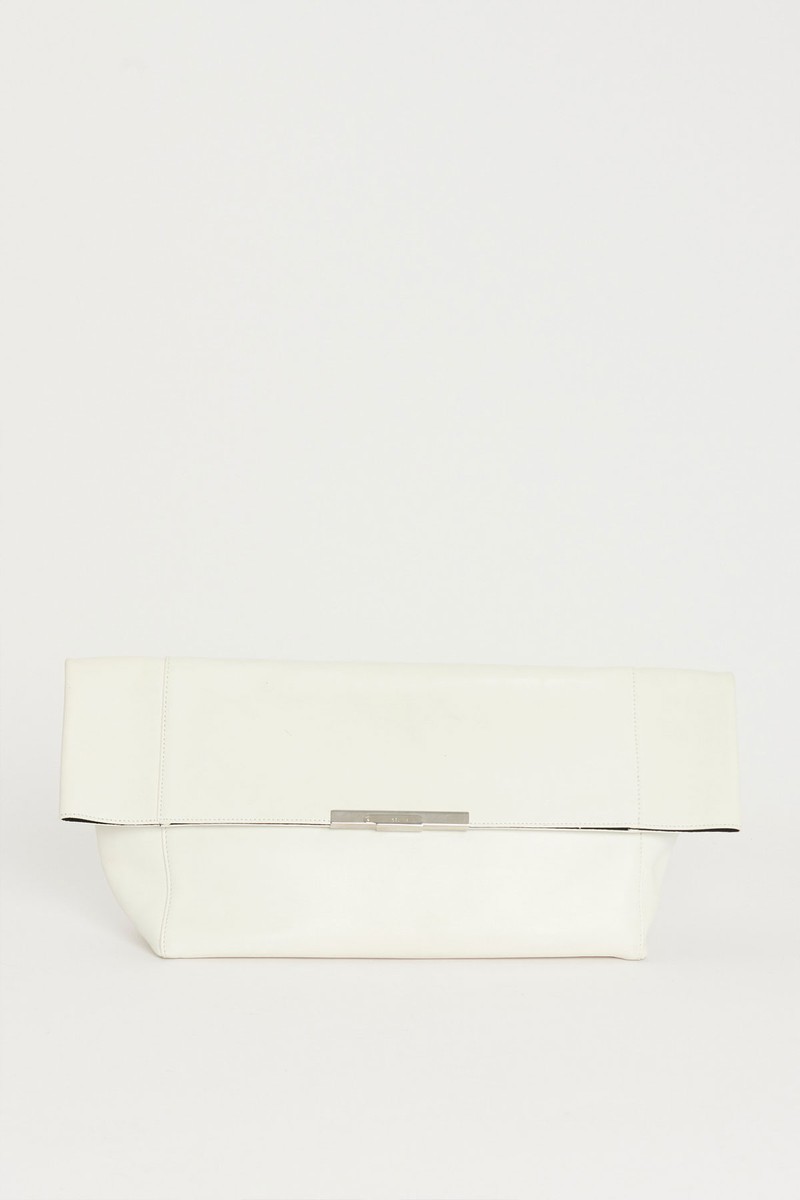 Leather Cabas Foldover Clutch from Celine