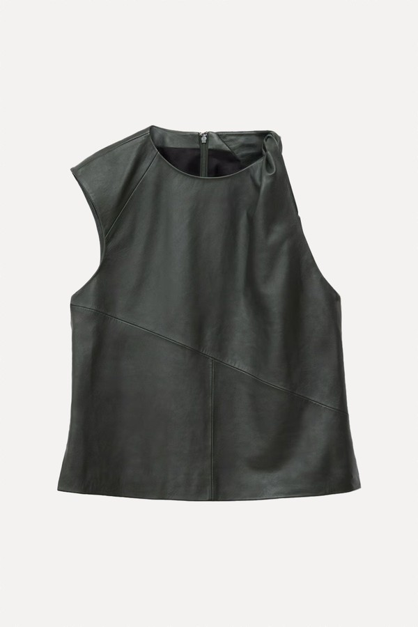 Twist-Shoulder Leather Top from & Other Stories