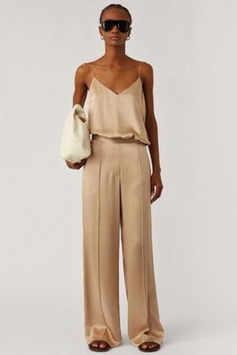 Tawn Texture Satin Trousers from Joseph