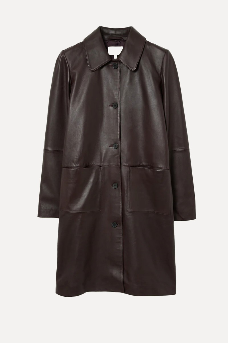 Leather Knee Length Coat