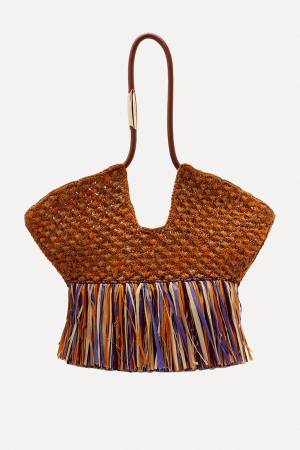 Goldentime Medium Fringed Raffia Tote Bag from ZIMMERMANN