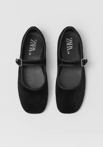 Rhinestone Velvet Ballet Flats from Zara