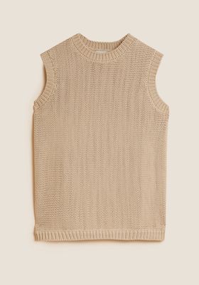 Crew Neck Sleeveless Fitted Knitted Top from M&S