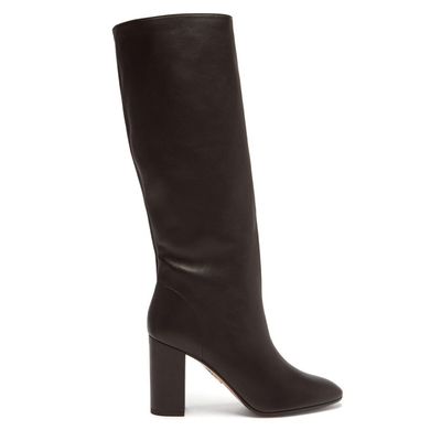 Boogie Block-Heel Leather Boots from Aquazzura