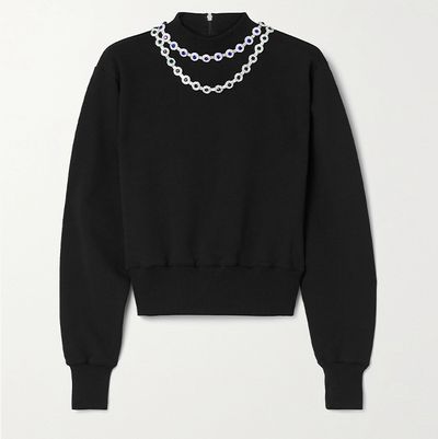 Crystal Embellished Cotton Jersey Sweatshirt from Christopher Kane