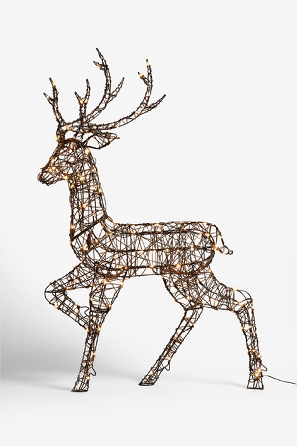 Rattan Effect Lit Stag