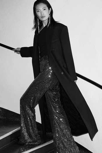 Flared Sequin Trousers