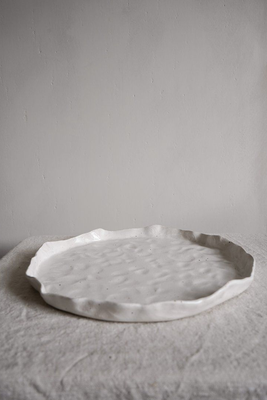 White Flecked Round Serving Platter