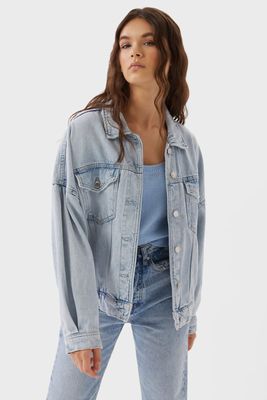 Denim Jacket With Puff Sleeves from Stradivarius