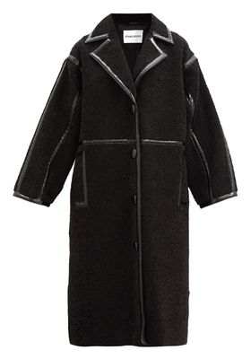 June Patent-Bound Faux-Shearling Teddy Coat