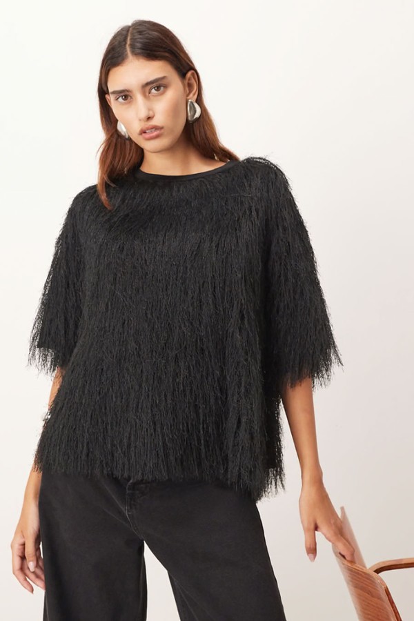 Hybrid Woven Fringe Top