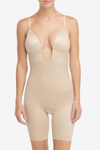 Medium Control Low Back Plunge Mid Thigh Bodysuit from Spanx