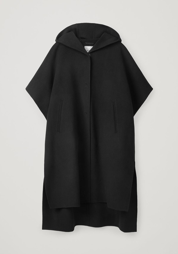 Wool-Mix Hooded Poncho Coat from Cos