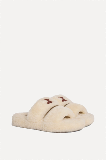 Fur Slides Triomphe In Shearling from Celine