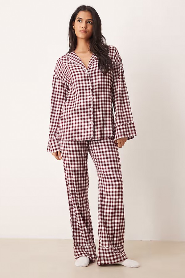 Mix & Match Long Sleeve Flannel Pjyjamas Shirt from Gina Tricot