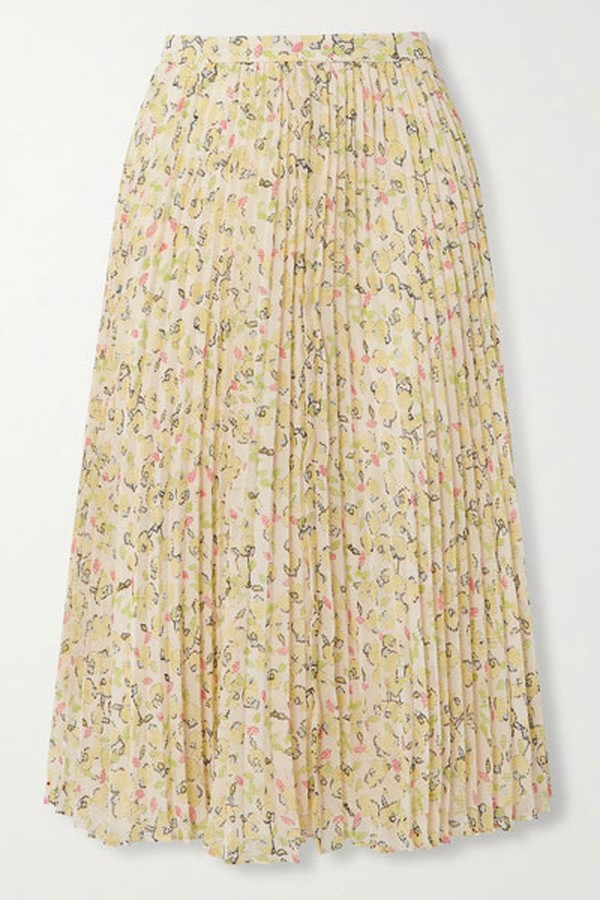 Pleated Printed Georgette Midi Skirt from Jason Wu