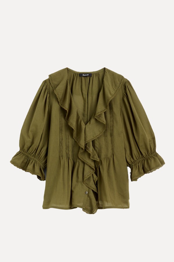 Pintucked Ruffled Puff-Sleeve Top from Madewell