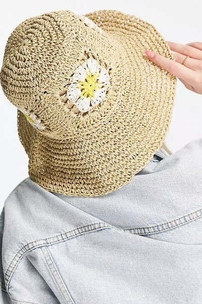 Crochet Straw Bucket Hat from ASOS Design