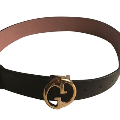 Interlocking Buckle Leather Belt from Gucci