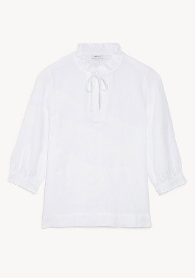Pure Linen Tie Neck Blouson Sleeve Blouse from Jaeger