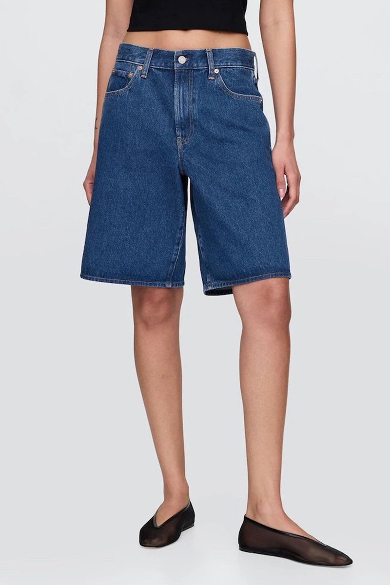 Mid Rise Longline Denim Shorts from GAP