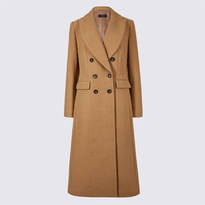 Wool Blend Double Breasted Coat