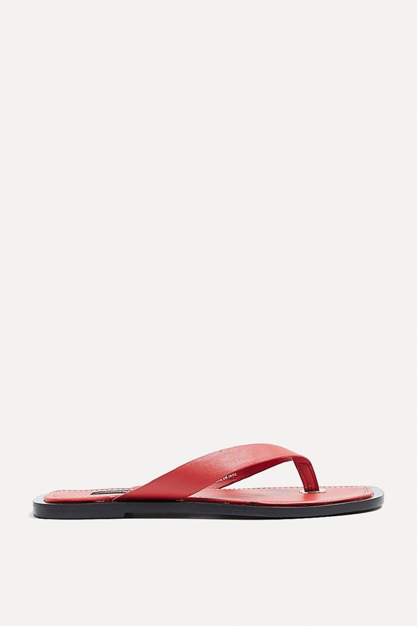 Leather Flip Flop Flat Sandals from River Island