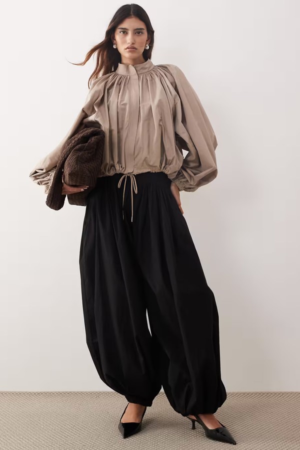 Waist Seam Detail Balloon Cuffed Trousers from Arrange