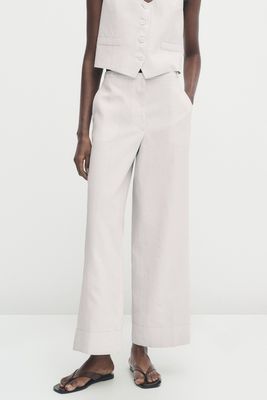 100% Linen Waxed Trousers from Massimo Dutti