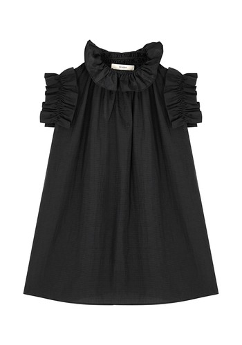 Black Ruffle Trimmed Shell Top from Brøgger