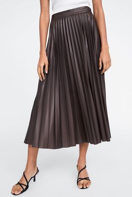 Faux Leather Pleated Skirt from Zara