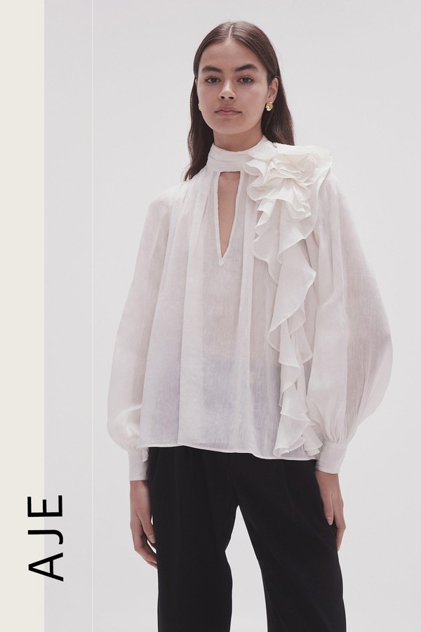 Aura Frilled Tie Blouse from Aje