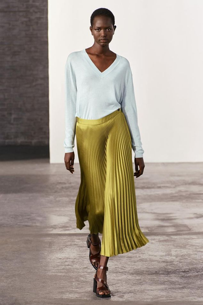 Zw Collection Pleated Satin Skirt, £22.99 (was £49.99) | Zara
