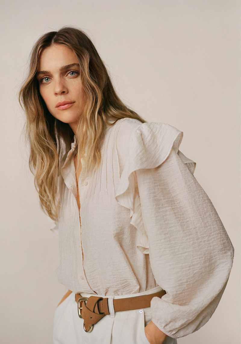 Ruffled Lyocell Blouse from Mango