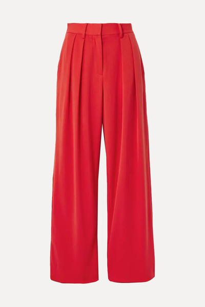 Luisa Pleated Twill Wide-Leg Pants from STAUD