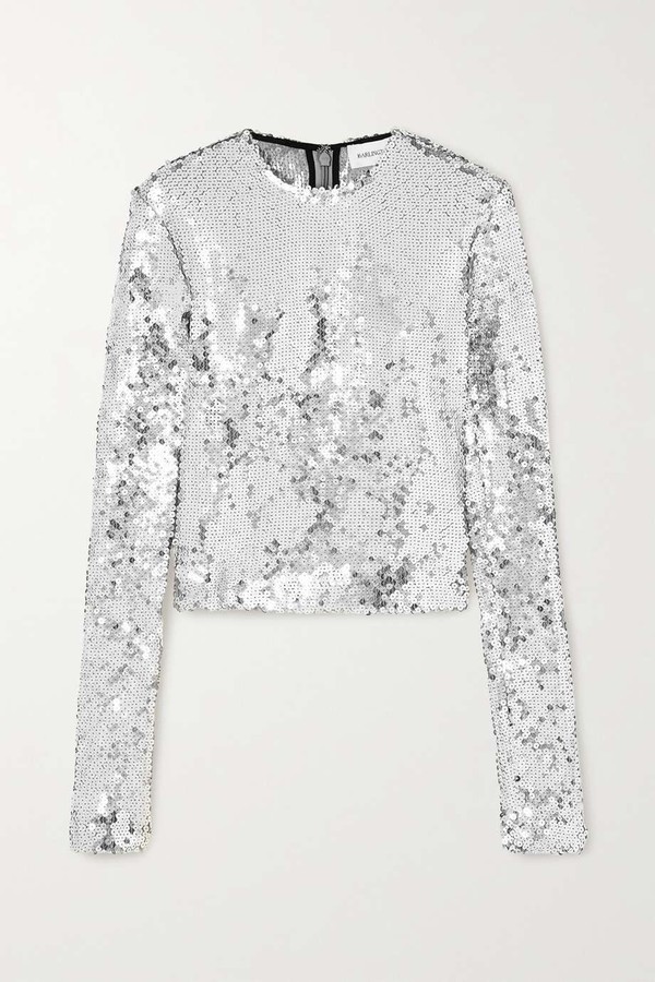 Tanith Sequined Stretch-Tulle Top from 16 Arlington