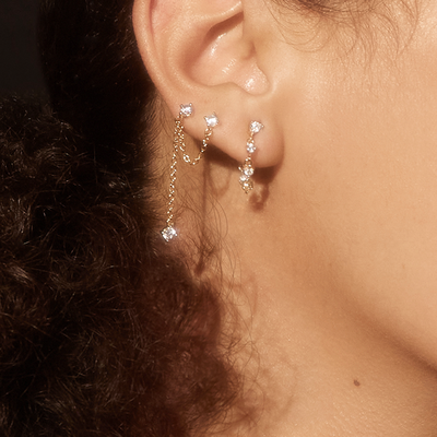 Crystal Chain Wrap Stud Earrings