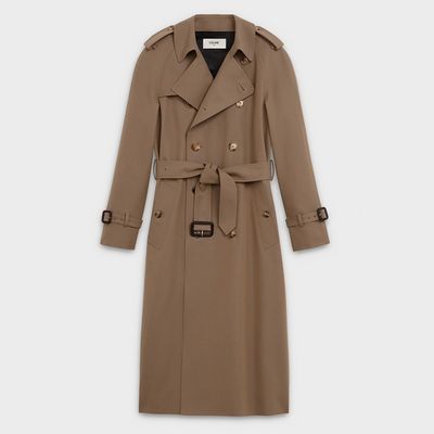 Classic Trench Coat In Wool & Cotton Camel from Celine