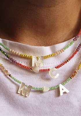 Beautiful Handmade Mother Of Pearl Letter Initial Necklace  from Nunukabijoux