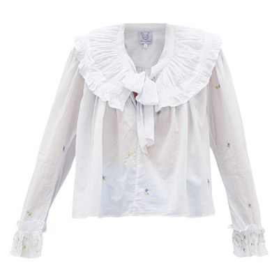 Dauphine Embroidered Cotton-Voile Blouse from Thierry Colson