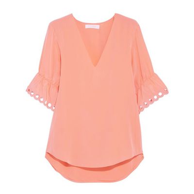 Broderie Anglaise-Trimmed Silk Blouse from Chloe