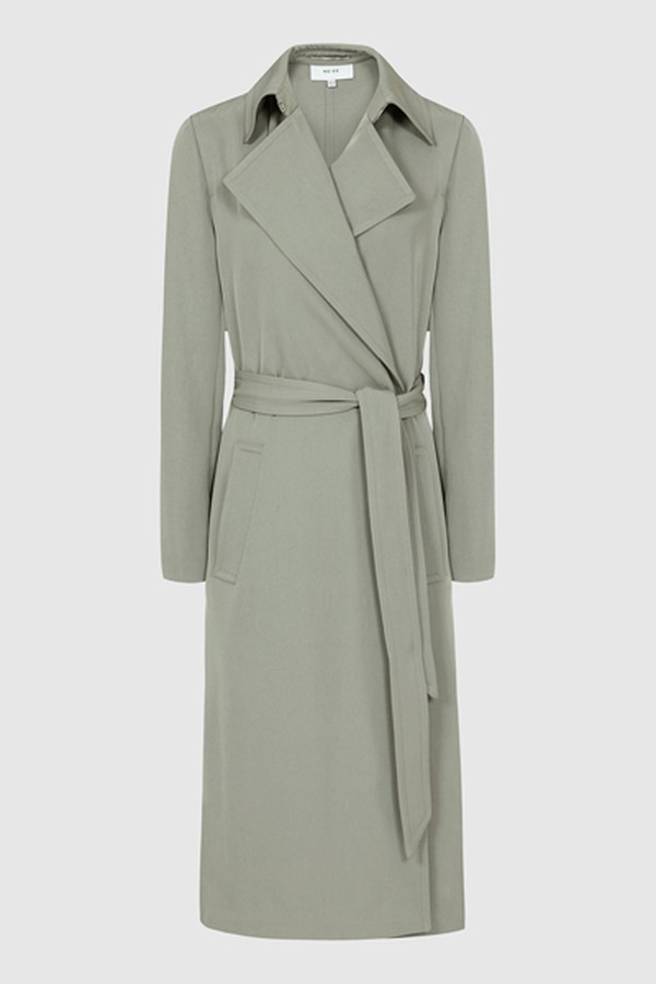 Darcie Longline Mac In Sage Green from Reiss