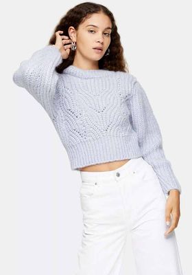 Lilac Mixed Sleeve Knitted Jumper