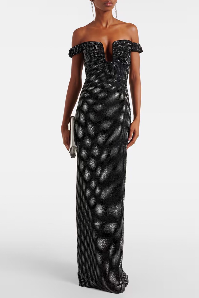 Crystal-Embellished Off-Shoulder Gown from Roland Mouret