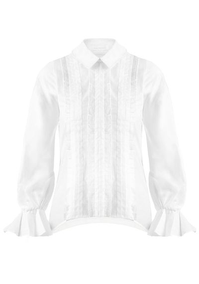 High Low Style Poplin Blouse With Pleated Details from Anne Fontaine