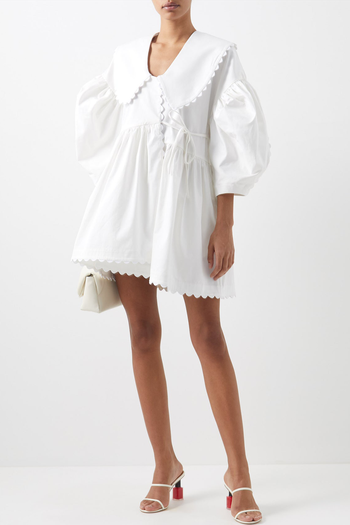 Shona Scalloped Collar Cotton-Blend Mini Dress from Kiki Vargas