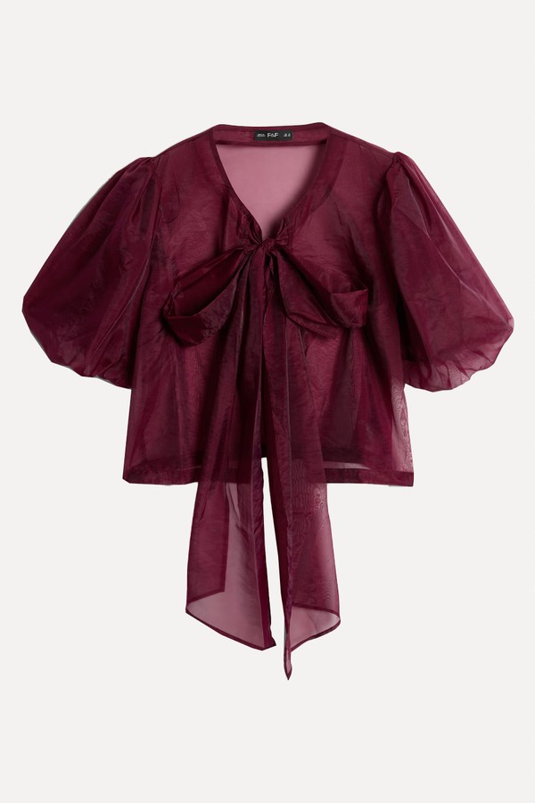 Sheer Puff Sleeved Bow from F&F
